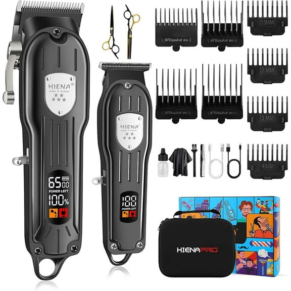 Professional Hair Clippers for Men Rechargeable Barber Clippers & Trimmers Set, Cordless Hair Clippers Kit with LCD Display, Gifts for Men