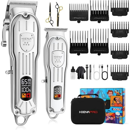 Professional Hair Clippers for Men Rechargeable Barber Clippers & Trimmers Set, Cordless Hair Clippers Kit with LCD Display, Gifts for Men