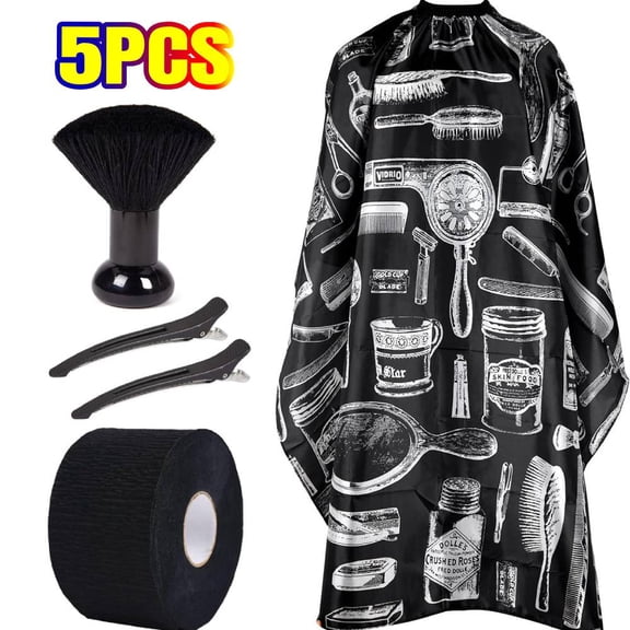 Professional Hair Cutting Cape with Neck Duster Brush, Barber Neck Strips, Large Size Salon Barber Cape for Men, Women