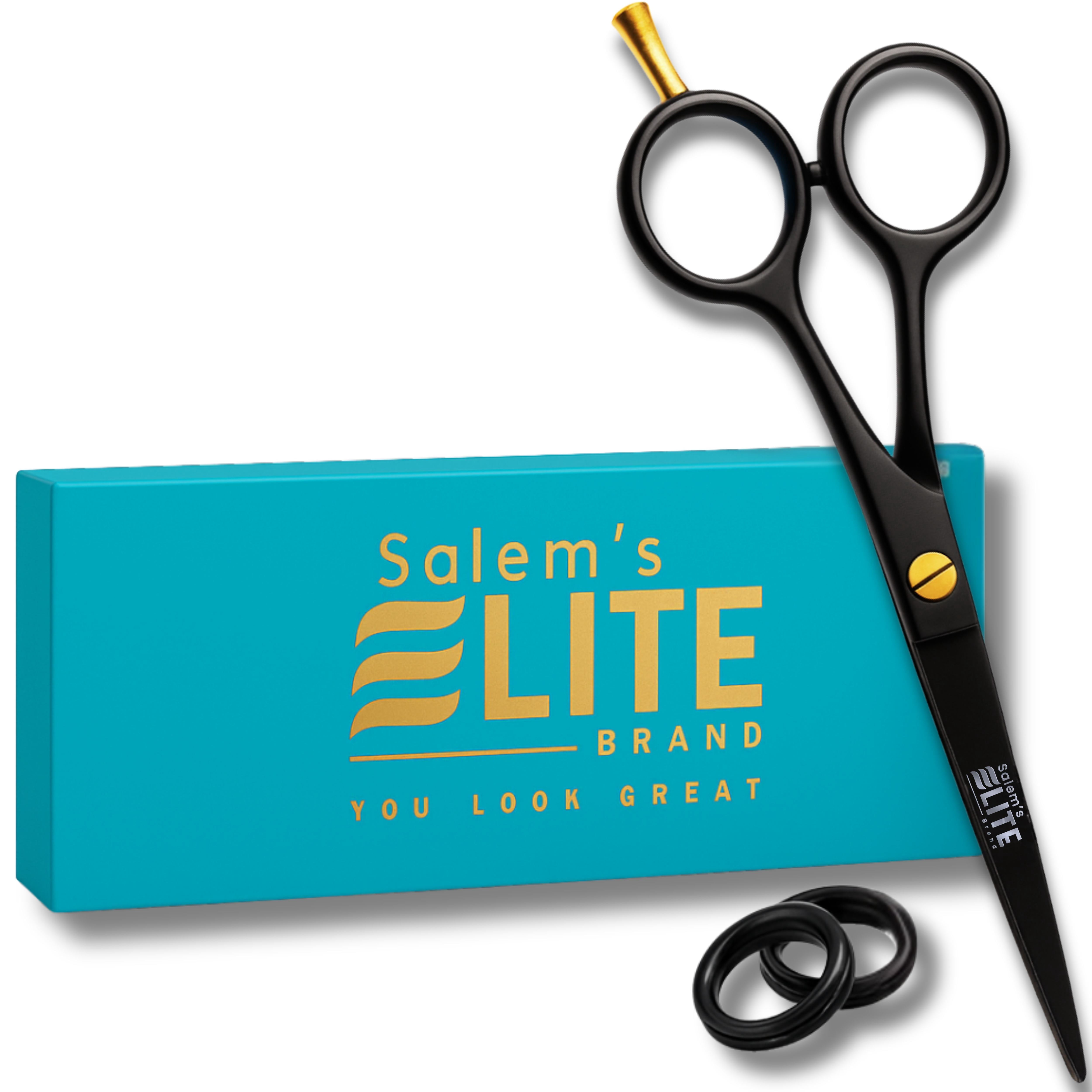 Professional Hair Cutting Scissors 6.5” – Professional Barber Shears for Men & Women – Premium High Carbon Stainless Steel Salem's Elite Hair Scissors – Sharp, Ergonomic Hair Shears for Salon & Home