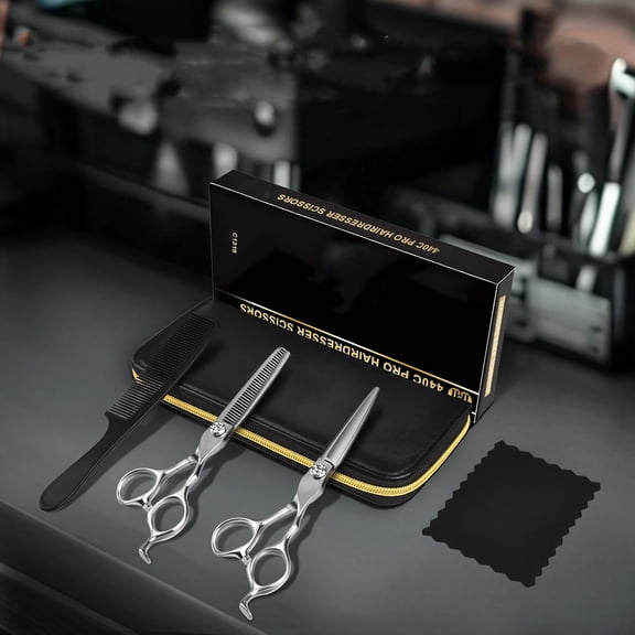 Professional Hair Cutting Scissors Shears Kit, Barber Haircut Scissors Set for Hairdressing Stylist Salon Home