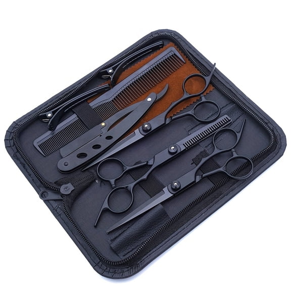 Professional Hair Cutting & Thinning Scissors Set - Rainbow Titanium Coated Stainless Steel Barber Shears Kit with Case for Salon & Home Use