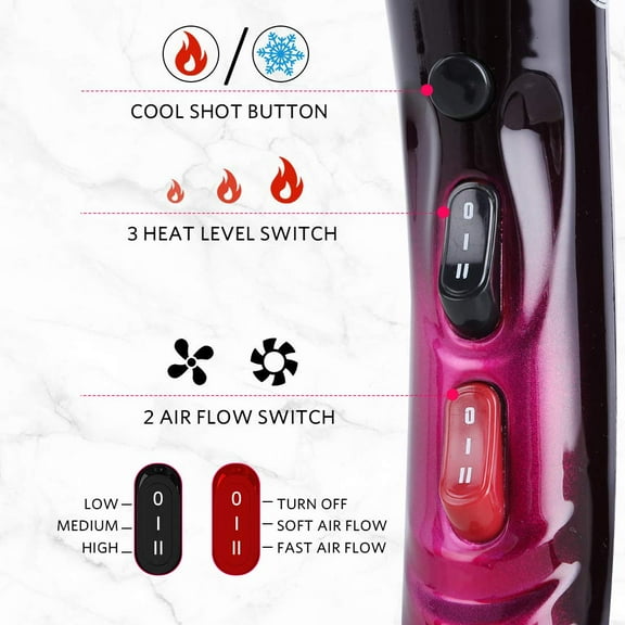 Professional Hair Dryer Powerful 3500 Watt Blow Dryer Salon Ceramic Tourmaline Ionic High Power Blow Dryer,Quick Dry Hair Dryers with AC Motor Concentrator Diffuser Attachments