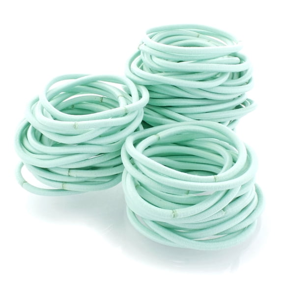 Professional Hair Elastics Hair Ties, 100 Pack Aqua - Metal Free, No Damage, Stretchy Ponytail Holders for Thick Hair, Man Bun, Sports & Daily Wear, Bulk Value Pack
