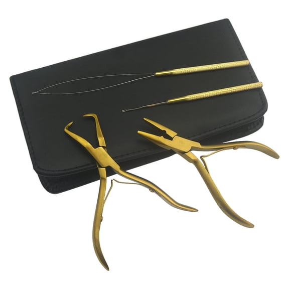 Professional Hair Extension Tools Kit, Hair Extensions Remover Pliers, Micro Links Beads Hair Pulling Hook & Microbead Ring Loop Tool Stainless Steel Hair Supplies Packed in Soft Case