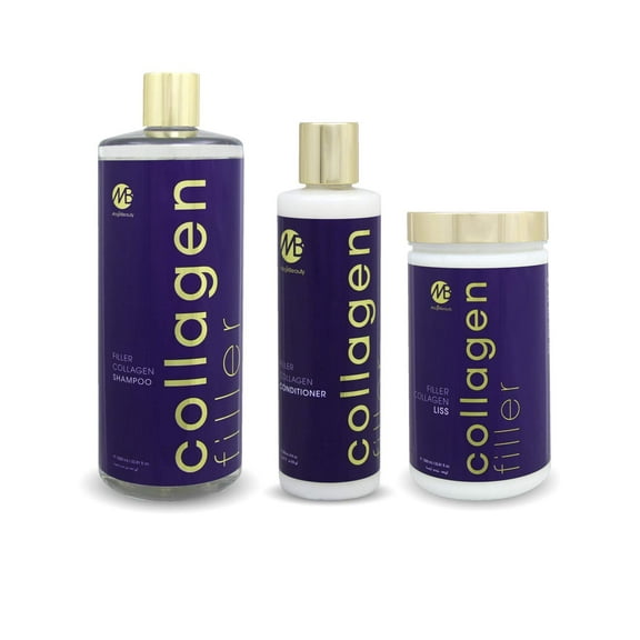 Professional Hair Filler Collagen Kit - Shampoo 33oz + Mask 33oz + Conditioner 8oz
