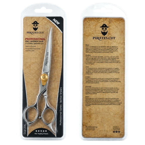 Lupine Professional Barber Scissors Stainless Steel Grip Handle Curved , 6.5'', Silver