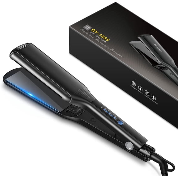 Professional Hair Straightener, 2.16'' Extra-Large Floating Titanium Flat Iron, Anti-Static 30s Heating Straightening Iron with 5 Adjustable for Hair Types