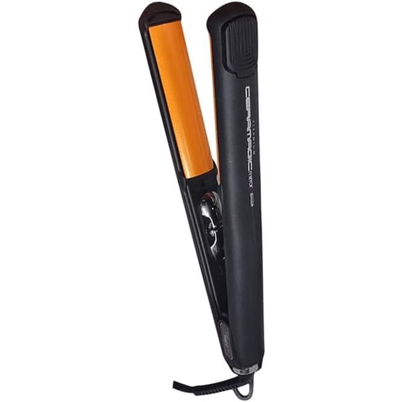 Professional Hair Straightener 2 in 1 Curved Ceramic Panel Instant Heating LED Indicator Light Display Adjustable Temperature (Orange)