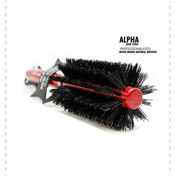 Professional Hair Stylist Round Wooden brush Nylon Boar Bristle(red)#1025 By Alpha New York
