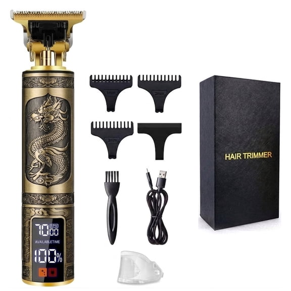 Obacre Professional T-Blade Trimmer for Men, Cordless Hair & Beard Clipper with Zero-Gap Precision Blade, LCD Display, USB-C Rechargeable Grooming Kit for Haircuts, Beard Lines and Barbershop Style