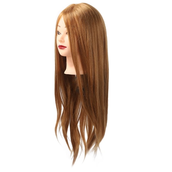 Professional Hairdressing Mannequin Head 85% Real Hair Golden 27 Inch Training Styling Head for Braiding Practice with Stand/ 68.58 cm