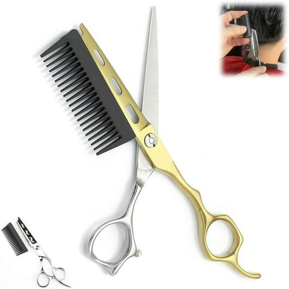 Professional Hairdressing Scissors with Detachable Comb, 2 In 1 Hair Scissors with Comb- Hairdressing Scissor with Detachable Comb,Barber Haircut Thinning Shears, Stainless Steel Hair Cutting Tools