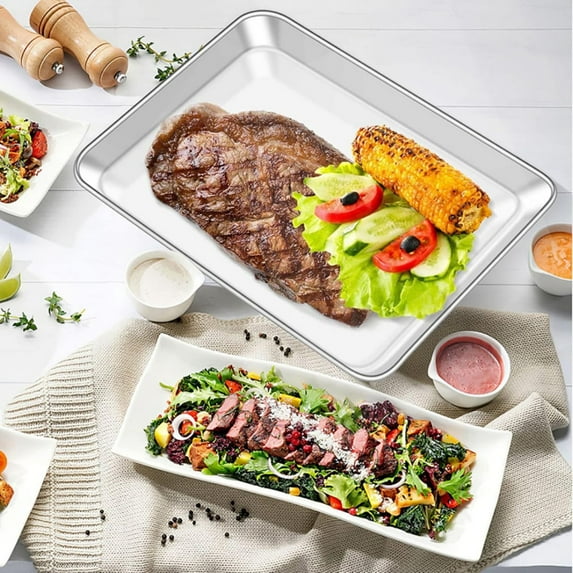 Professional Half Size Sheet Pan, 40x30cm Commercial Baking Pan with Wire Rack, Warp-Resistant for Even Heating, Perfect for Baking, Broiling & Cooling