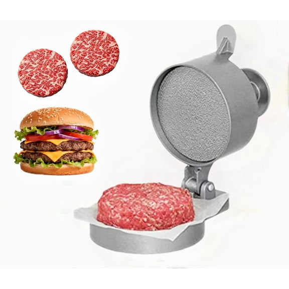 Burger Press Patty Maker - Adjustable Hamburger Press for 1/4 to 3/4 lb Patties, Non-Stick Cast Aluminum Burger Mold with Storage