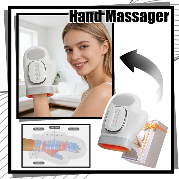 Professional Hand Massager with Heat Compression Therapy, 3 Massage 4 Temperatures 5 Compression Pain Relief Glove, Arthritis & Wrist Carpal Tunnel Neuropathy Circulation, Gifts for Women/Me
