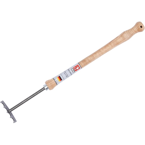 Professional Hand Rake for Small Garden Weeding and Cultivating - 21.5 in Long Handle, Tempered Steel Head, FSC-Certified Ash Wood Handle