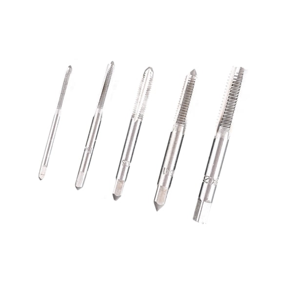Professional Hand Tap Set 5Sizes 3mm 4mm 5mm 6mm 8mm Heat Treated Steel Durability Metal Threading Tool 5pc