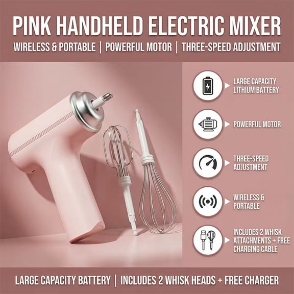 Professional Handheld Electric Whisk & Mixer - Cordless, USB Charging, Long Lasting Battery - Lightweight, Ergonomic Design - Essential Tool for Bakers, Pastry Chefs & Home Cooking Gift for Bakers