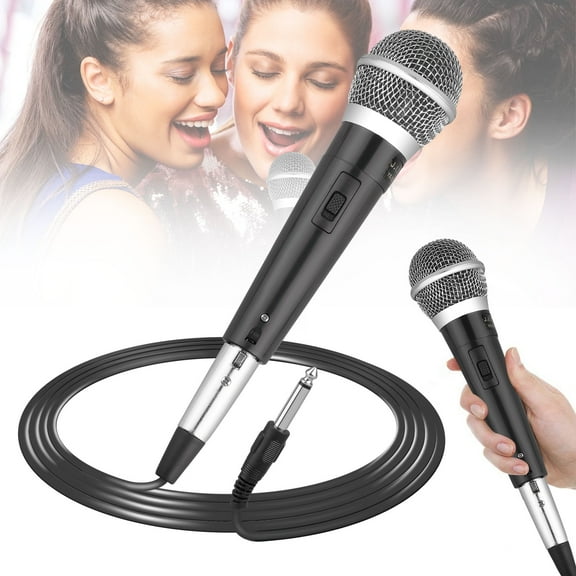 Professional Handheld Microphone, Wired Dynamic Microphones, Portable Dynamic Mic System With 10ft Cable, 1/4" Socket for Karaoke Singing Machine, Speaker, Amp, Mixer, Speech, Wedding