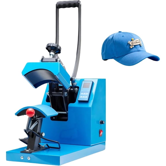 Professional Hat Heat Press Machine, 3.2"5.5" Curved PTFE-Coated Plate, 32-570F Digital Temp Control with Memory Mode, 0-999s Timer & LCD, UL/FCC Certified for Caps & Beanies