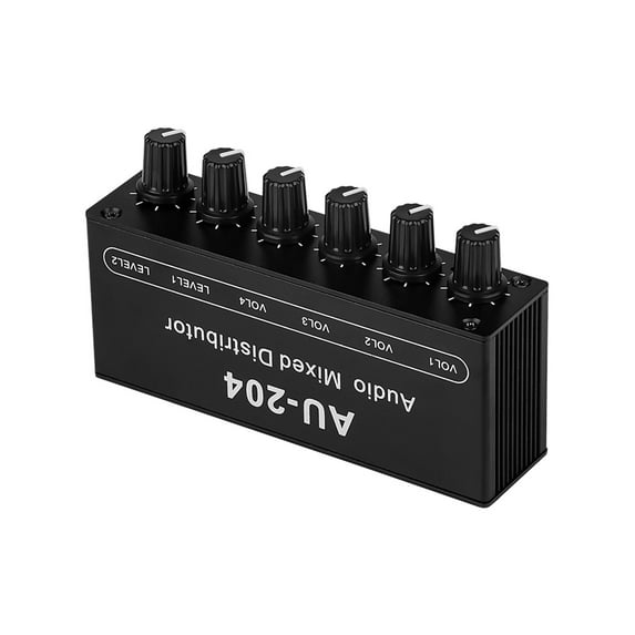 Professional Headphones Amplifier Audio Mixer Board With Case, Interface 4 Channel, 3.5mm Input and Output, Op AMP NJM4556A