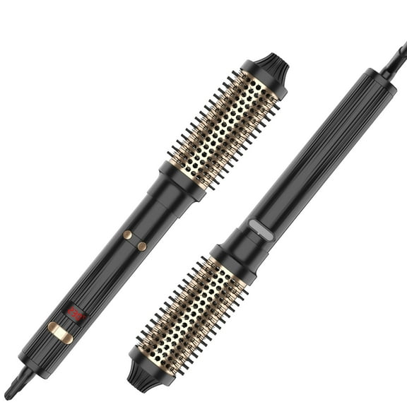 Professional Heated Round Brush for Volumizing and Curling, 2-in-1 Hot Styling Comb with Ceramic Barrel, Adjustable Heat & Anti-scald Bristles for Bangs and Short Hair