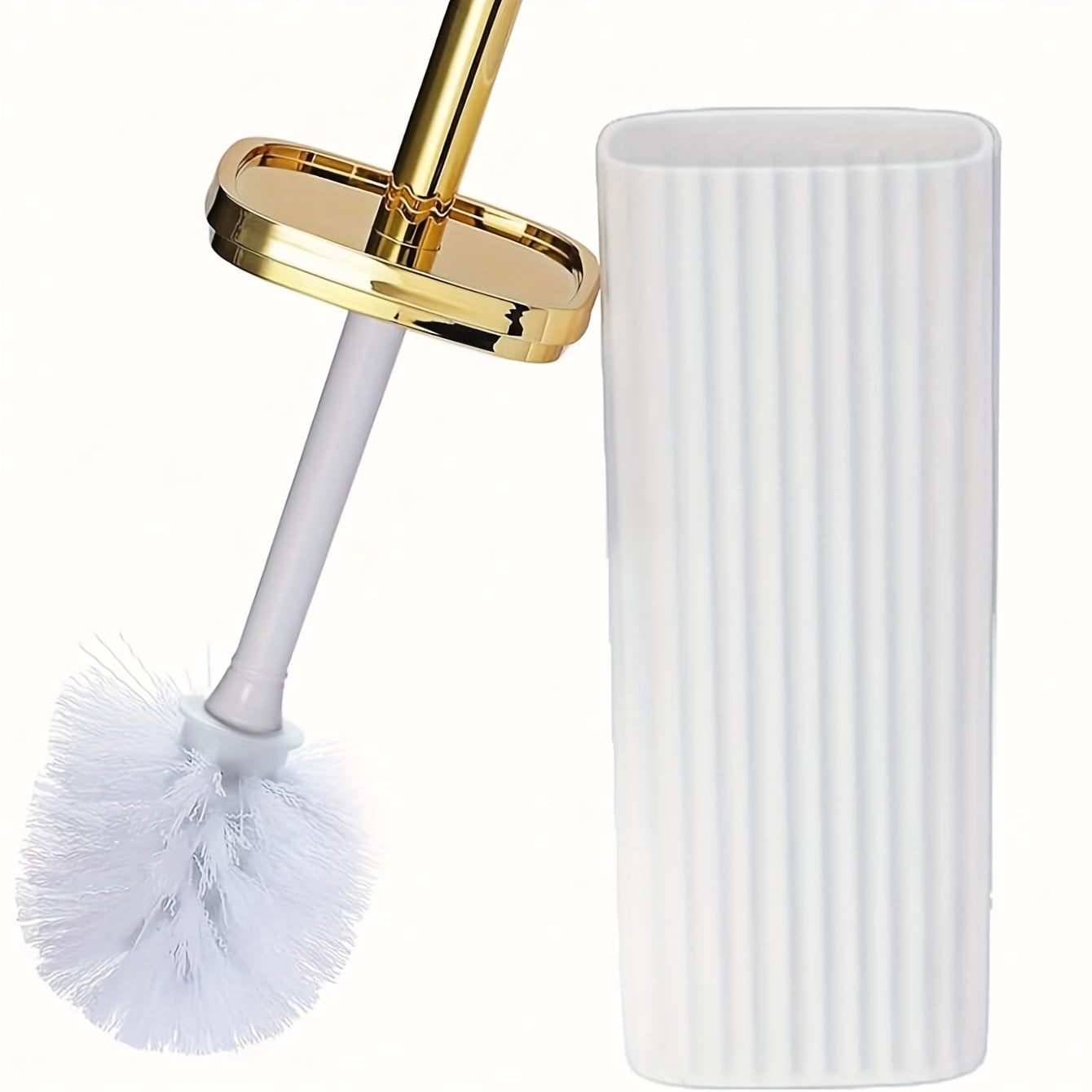 Professional Heavy-Duty 360 °   Rotating Toilet Brush Set with Adjustable Height Handle, Corrosion-Resistant Compact Stand