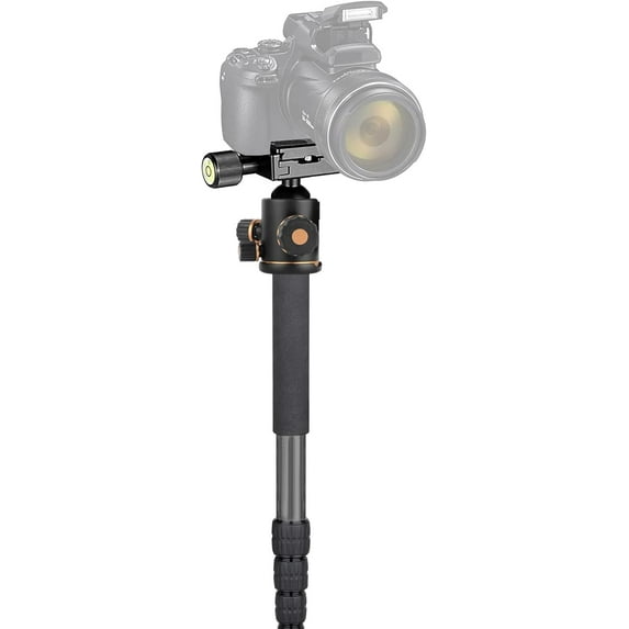 Professiona Heavy-Duty Carbon Fiber 70" Monopod/Unipod (Dual Optional Head) for GoPro HERO3+ (Includes Monopod Adapter)