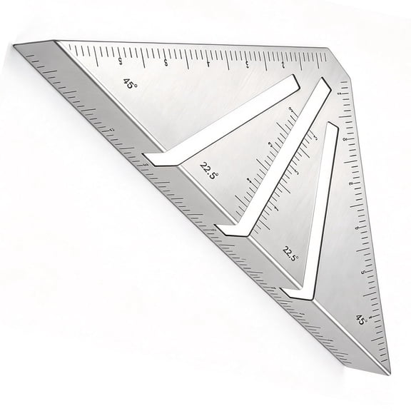 Professional Heavy Duty Metalworking Miter Square, High Precision Miter Triangle Ruler, 22.5° 45° 90° Angle Marking Tool for Square Tubing Round Pipes, Stainless Steel Layout Tool