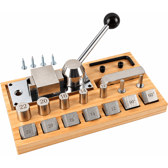 Professional Heavy Duty Ring Bending Tool for Spoons, Ring Bender Wooden Base Stable Multifunctional Making Machine with Dies for Jewelery Accessories