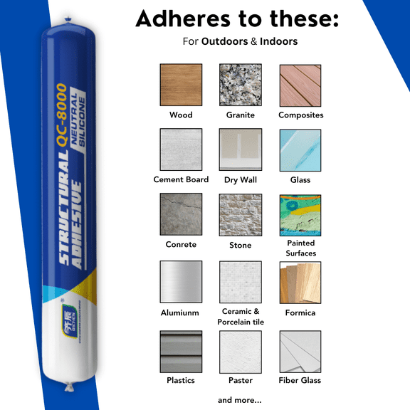 Professional Heavy-Duty Structural Silicone Sealant Kit, 590ml Sausage + 18:1 Caulk Gun, Weatherproof Adhesive for Glass & Metal