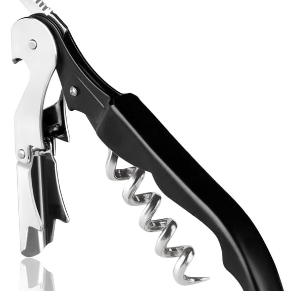 Professional Heavy Duty Wine Opener, Compact and Foldable Wine Key, Strength Stainless Steel corkscrew, Double Hinged, Foil Cutter, Ideal Tools for Servers, Bartenders, Sommelier (Black).