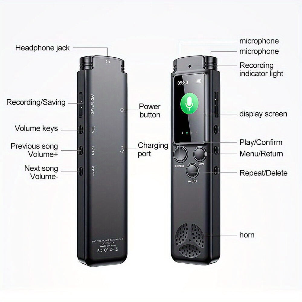 Professional High-Definition Noise Reduction One-Button Recording Voice-Controlled Voice Recorder, Digital Voice Recorder Tape Recorder USB Rechargeable, Audio MP3 Player