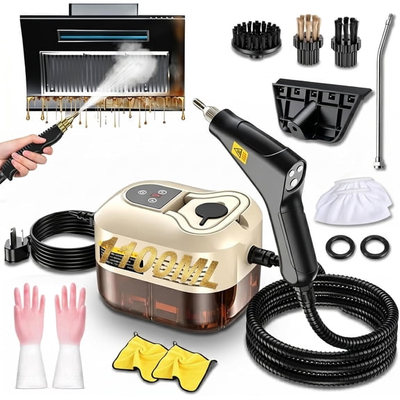 Professional High-Pressure 1800ml Rapid-Heating Steam Cleaner, Handheld Steam Cleaner, 6 Adjustable Steam Levels, Attachments 15s Heat Up, Steam Only Cleaning, Gentle on Hands