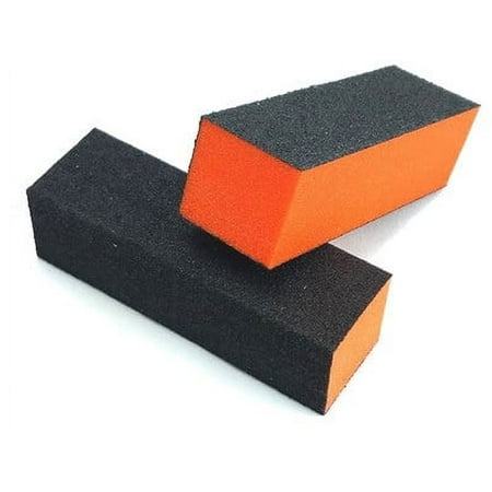 Professional High Quality Acrylic Nails Manicure Pedicure Buffing Buffer Block - Orange Black 2ct