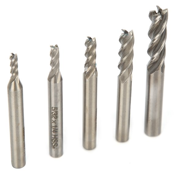 Professional High Speed Steel Router Bit CNC Engraving Milling Cutter Accessory Set for Woodworking and Metalworking, 5 Pieces (0.125-0.312 inches / 3.17-7.94 mm)