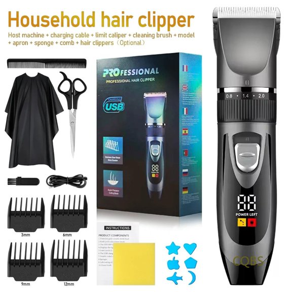 Professional Home Electric Hair Clipper Set  Digital Display Ceramic Blade Trimmer