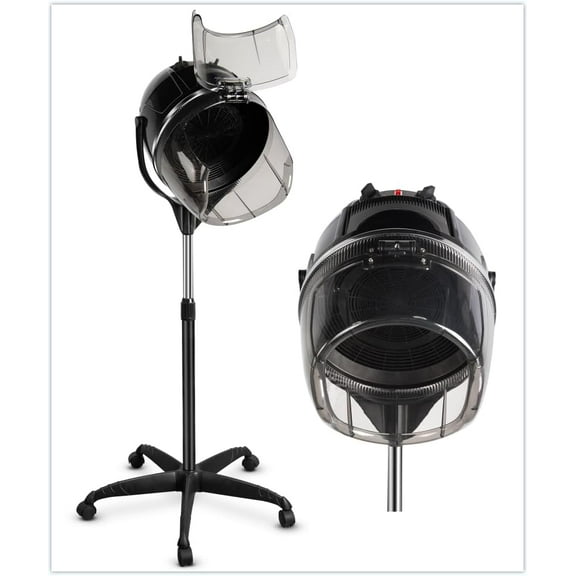 Professional Hooded Bonnet Hair Dryer Stand with Adjustable Timer, Rolling Wheels - Portable Floor Standing Dryer for Home Salon & Beauty Spa Equipment