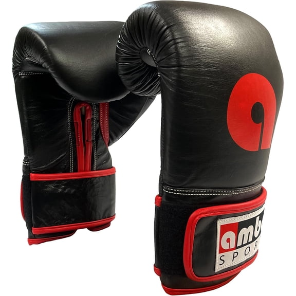 Professional Hook and Loop Leather Training Boxing Gloves, Durable Top-Grain Leather, Multi-Layered Foam, Pre-Curved Design, Ideal for Boxing, Kickboxing, Muay Thai, Sparring, 18oz