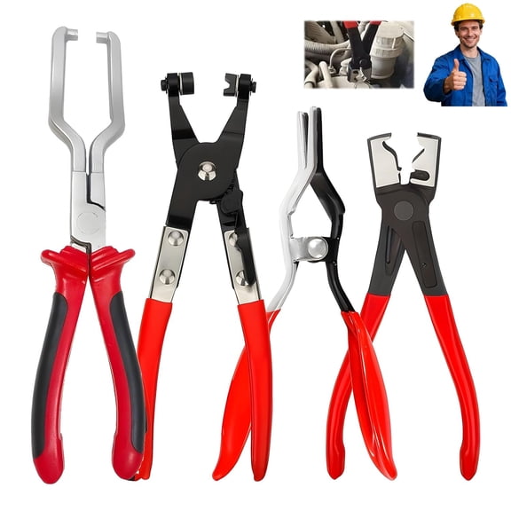 Professional Hose Clamp Kit, 2026 Upgraded 4pcs Hose Clamp Pliers, Automotive Connector Removal Tool, Fuel Line Disconnect & Dismounting Tool Set, for Radiator, Heater Hose Removal