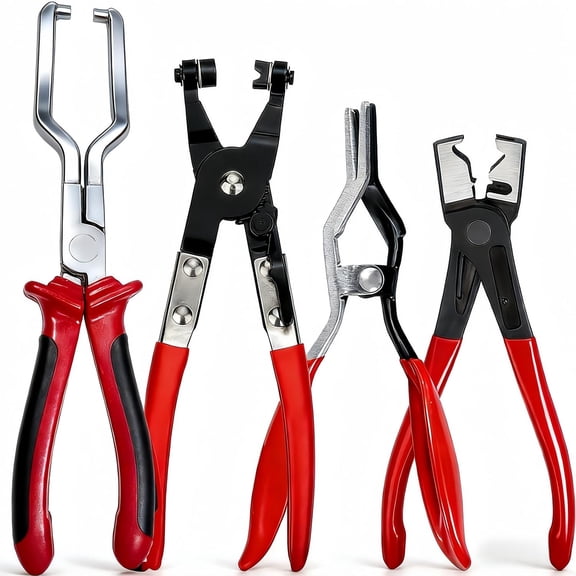 Professional Hose Clamp Kit 4Pcs, Fuel Line Pliers Set, Includes Disconnecting Pliers, Crimping Plier, Cutting Plier, And Wire Strippers for Tackle Wiring, Electrical Repairs, Auto Maintenance