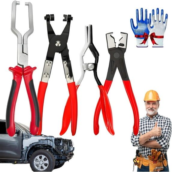 Professional Hose Clamp Kit, Fuel Line Disconnect & Dismounting Tool Set for Water Hose and Automotive Coolant Radiator Heater, Strong Grip & Easy Operation (4pcs)