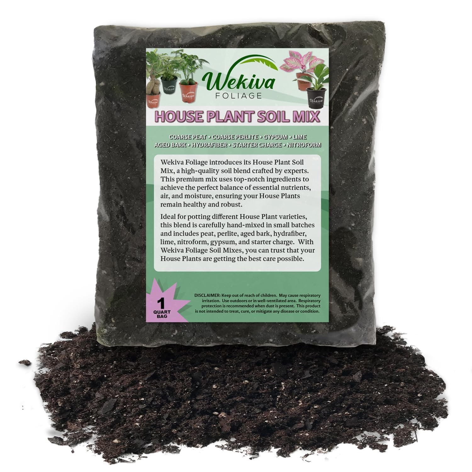 Houseplant Growing Soil Mix  2 Quarts - Custom Soil Blend  Potting Mix for Houseplants  Specially Developed by and for Professional Nursery Growers - Nutrient-Rich Formula