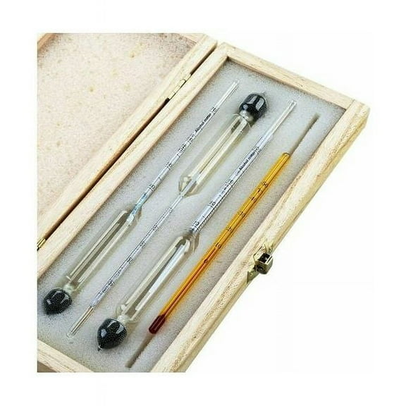 Professional Hydrometer Kit For Spirit Moonshine Testing, Wooden Storage Box With Anti-Collision Design, Accurate Measurement At Different Alcohol Temperatures, Includes