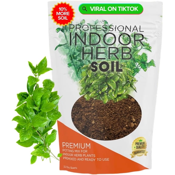 Professional Indoor Herb Plant Soil | Large 2.2 Quarts Ready to Use for Kitchen, Gardens, Cooking Herbs | Peat Moss, Coco Coir, Perlite, Dolomite | Made in USA
