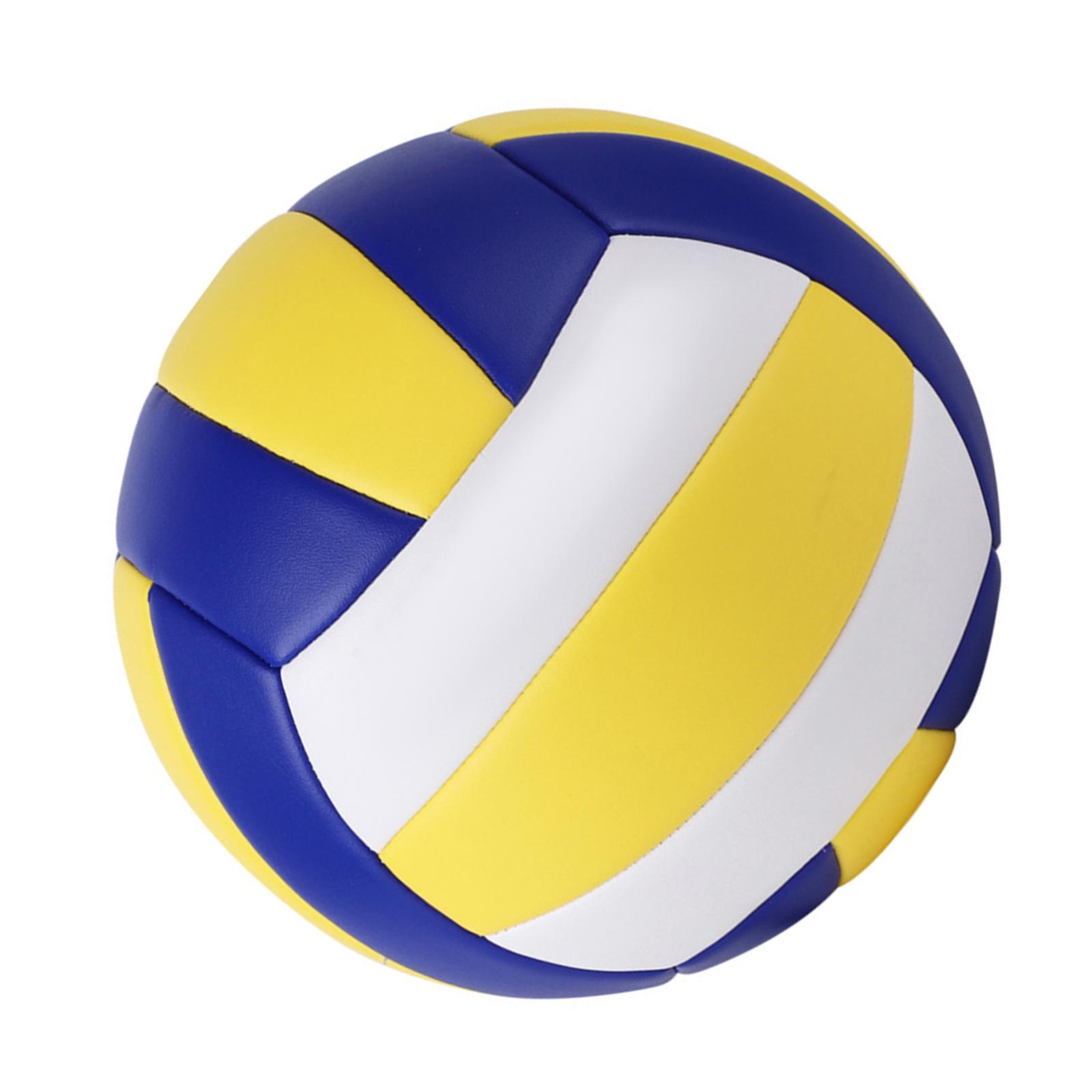 Professional Indoor Volleyball PU Leather Outdoor Ball w/ Ball Pump Beach Gym Training play children Beginner Teenager Blue Yellow - image 1 of 11