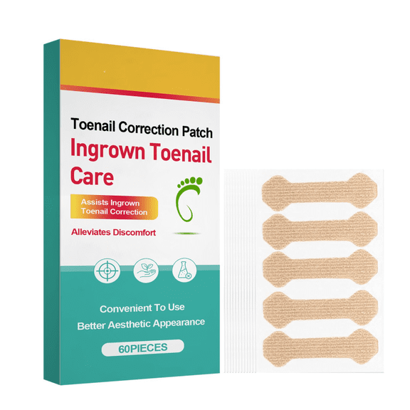 Professional Ingrown Toenail Treatment, 60 Breathable Stretch Cotton Adhesive Ingrown Toenail Strips, Relieve Pain and Crooked Toenails, Excellent Adhesion Ensures Healthy Nail Growth
