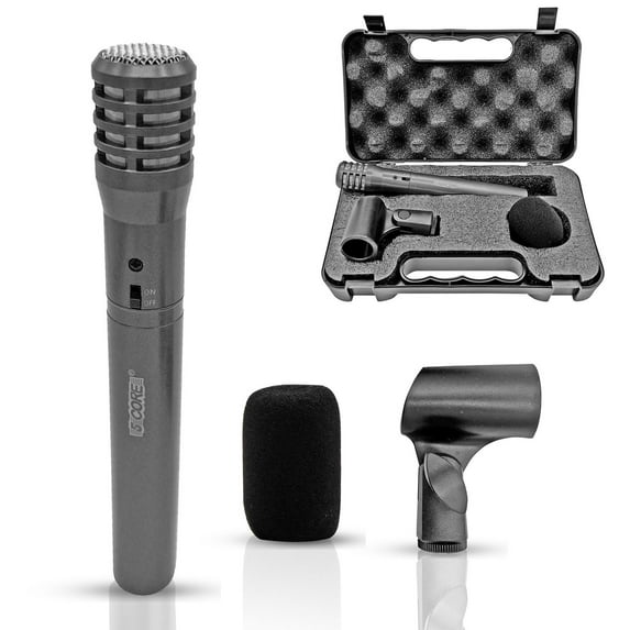 Professional Instrument Microphone Pencil Mic Condenser Cardioid Unidirectional Stick Microfono with Windscreen Mic Clip & Case ,GREY