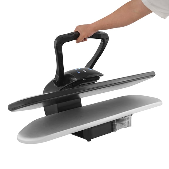 Professional Intelligent Large Steam Iron Press, Tabletop Corded Electric Clothes Ironing Press with LCD Screen, Adjustable Temperature 90-200C, 5 Fabric Settings, 1000ml Water Tank, 1600W Power